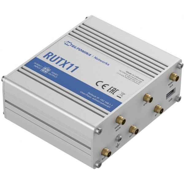 Бездротовий маршрутизатор Teltonika RUTX11 industrial, AC1200, BLE, 1xGE WAN, 3xGE LAN, 2xSIM Бездротовий маршрутизатор Teltonika RUTX11 industrial, AC1200, BLE, 1xGE WAN, 3xGE LAN, 2xSIM