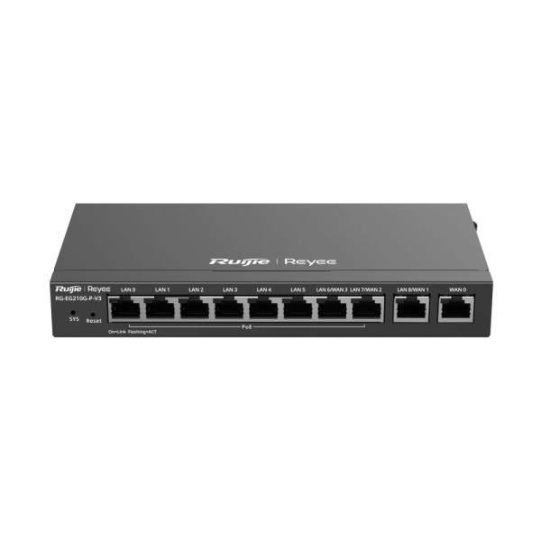 Маршрутизатор Ruijie Reyee RG-EG210G-P-V3 з 8 портами PoE Маршрутизатор Ruijie Reyee RG-EG210G-P-V3 з 8 портами PoE