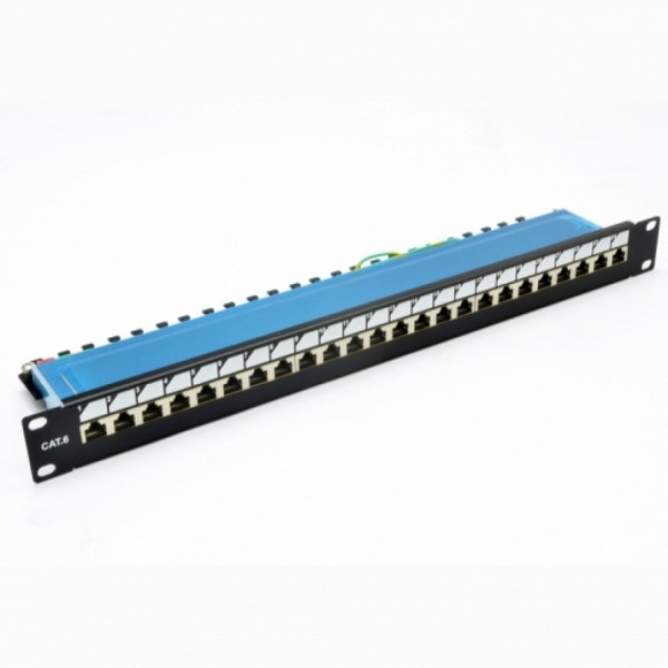 Патч-панель CMS 19" 24xRJ-45 FTP, кат. 6 з огранізатором кабелю Патч-панель CMS 19" 24xRJ-45 FTP, кат. 6 з огранізатором кабелю