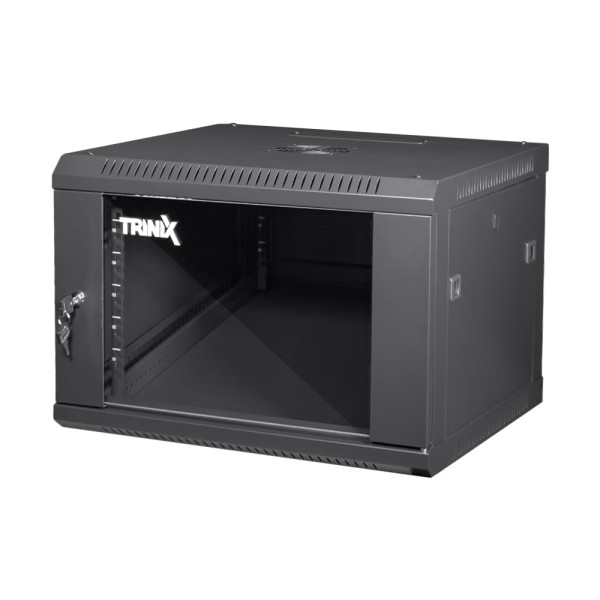 Комутаційна шафа 6U Trinix TRX-6U/600x600x370 Black для організації мережевих комунікацій з максимальним навантаженням 55 кг, замок, комплект кріплень Комутаційна шафа 6U Trinix TRX-6U/600x600x370 Black для організації мережевих комунікацій з максимальним навантаженням 55 кг, замок, комплект кріплень