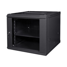 Комутаційна шафа NVC-9U/600x600x500 Black для організації мережевого обладнання з дверцятами із загартованого скла та максимальним навантаженням 100 кг