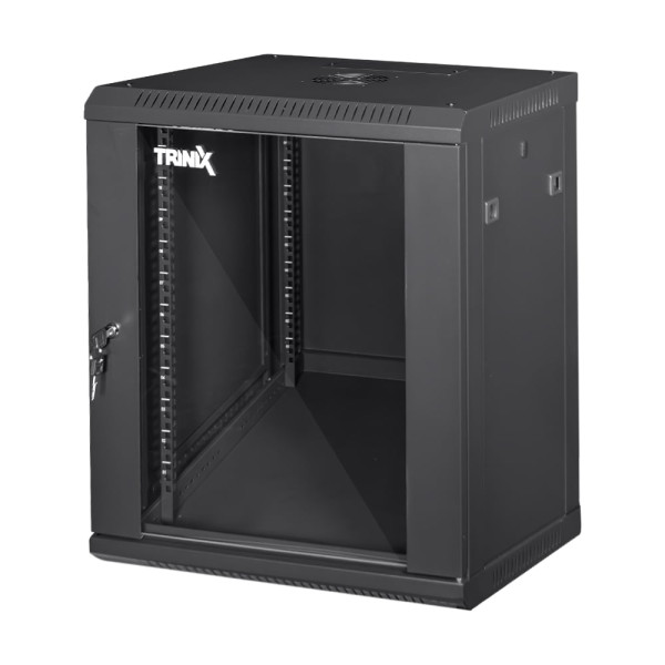 Комутаційна шафа Trinix TRX-12U/600x450x637 для організації мережевих з'єднань, чорна, розбірна, з максимальним навантаженням 55 кг, клас захисту IP20 Комутаційна шафа Trinix TRX-12U/600x450x637 для організації мережевих з'єднань, чорна, розбірна, з максимальним навантаженням 55 кг, клас захисту IP20