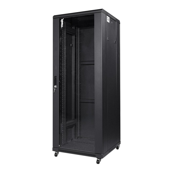 Комутаційна шафа 32U Trinix TRX-32U/600x600x1610 Black для монтажу обладнання з максимальним навантаженням 1000 кг, з замком та розбірною конструкцією Комутаційна шафа 32U Trinix TRX-32U/600x600x1610 Black для монтажу обладнання з максимальним навантаженням 1000 кг, з замком та розбірною конструкцією