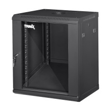 Коммутационный шкаф Trinix TRX-12U для организации сетевого оборудования черного цвета, разборной, нагрузка до 55 кг, IP20, размеры 600x600x637 мм