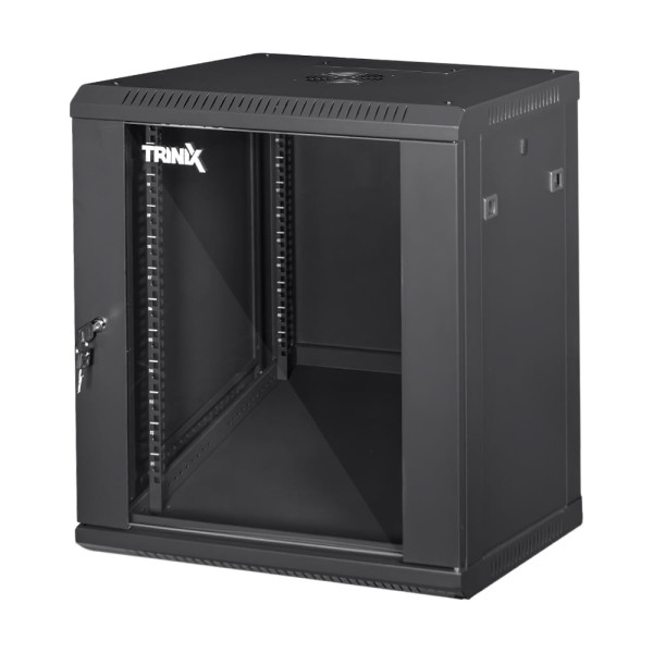 Комутаційна шафа для сервера Trinix TRX-12U/600x600x637 чорна з розбірною конструкцією та замком, максимальне навантаження 55 кг, клас захисту IP20 Комутаційна шафа для сервера Trinix TRX-12U/600x600x637 чорна з розбірною конструкцією та замком, максимальне навантаження 55 кг, клас захисту IP20