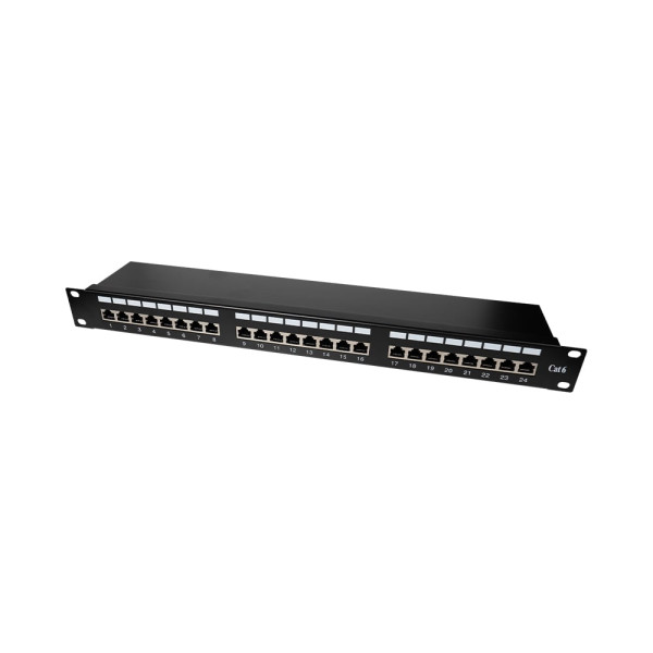 Патч-панель 24 порти NVC-PN-12/24 CAT5/CAT6 19" 1U екранована для мережевого підключення з RJ45 та заземлення Патч-панель 24 порти NVC-PN-12/24 CAT5/CAT6 19" 1U екранована для мережевого підключення з RJ45 та заземлення