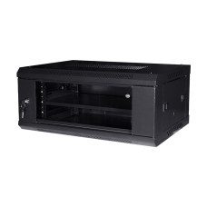 Комутаційна шафа 4U NVC-600x450 для організації мережевих кабелів із загартованими дверцями чорного кольору IP20
