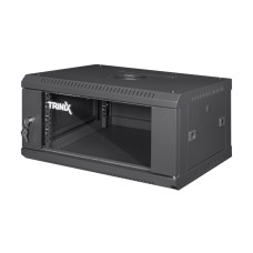Коммутационный шкаф 4U Trinix TRX-4U/600x450x280 Black для организации сетевого оборудования, нагрузка 55 кг, замок в комплекте, разобранный вид