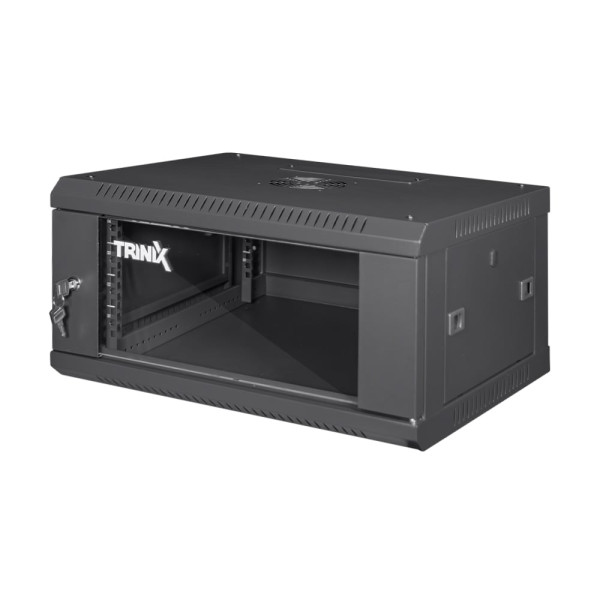 Комутаційна шафа Trinix TRX-4U/600x450x280 Black для монтажу мережевого обладнання з дверцятами та замком, статичне навантаження 55 кг, чорна, 4U, 11.8 кг Комутаційна шафа Trinix TRX-4U/600x450x280 Black для монтажу мережевого обладнання з дверцятами та замком, статичне навантаження 55 кг, чорна, 4U, 11.8 кг