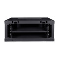 Комутаційна шафа 4U NVC-600x450 для організації мережевих кабелів із загартованими дверцями чорного кольору IP20 Комутаційна шафа 4U NVC-600x450 для організації мережевих кабелів із загартованими дверцями чорного кольору IP20
