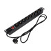 Блок розеток Trinix TRX-PDU/8M-16А Black для коммутационного шкафа 19", 8 розеток Schuko, 16А, выключатель, 1U, 4000Вт, алюминий, 1.8 м кабель
