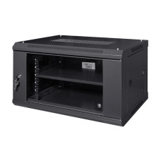 Комутаційна шафа NVC-6U/600x450x350 Black для організації кабельних мереж, з дверцятами із загартованого скла і захистом IP20