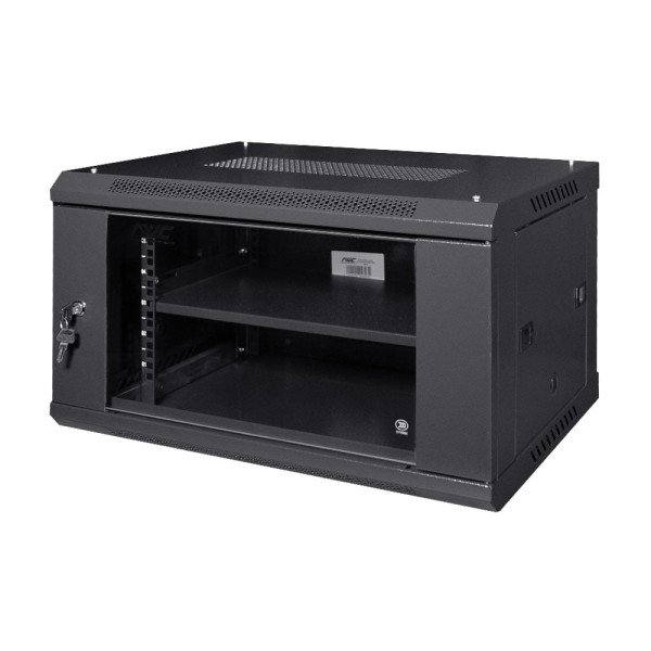 Комутаційна шафа NVC-6U/600x450x350 Black для організації кабельних мереж, з дверцятами із загартованого скла і захистом IP20 Комутаційна шафа NVC-6U/600x450x350 Black для організації кабельних мереж, з дверцятами із загартованого скла і захистом IP20