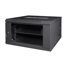 Комутаційна шафа 6U NVC-600x600, чорна для організації мережевих підключень та зберігання обладнання, з дверцятами із загартованого скла, навантаження до 100 кг