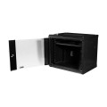 Комутаційна шафа 9U Black NVC-9U/600x450x500 для організації кабельної системи з максимальним навантаженням 100 кг, дверцята з загартованого скла, захист IP20 Комутаційна шафа 9U Black NVC-9U/600x450x500 для організації кабельної системи з максимальним навантаженням 100 кг, дверцята з загартованого скла, захист IP20