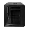 Комутаційна шафа 9U Black NVC-9U/600x450x500 для організації кабельної системи з максимальним навантаженням 100 кг, дверцята з загартованого скла, захист IP20 Комутаційна шафа 9U Black NVC-9U/600x450x500 для організації кабельної системи з максимальним навантаженням 100 кг, дверцята з загартованого скла, захист IP20