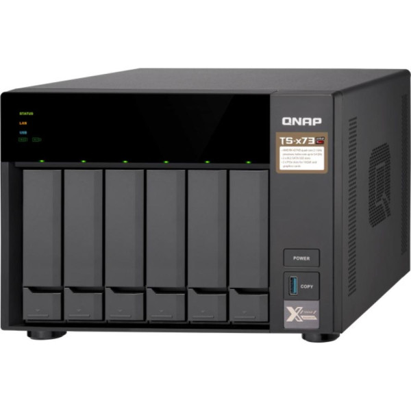 Система зберігання даних QNAP TS-673A-8G з 6 відсіками для дисків, 8GB RAM, настільне виконання Система зберігання даних QNAP TS-673A-8G з 6 відсіками для дисків, 8GB RAM, настільне виконання