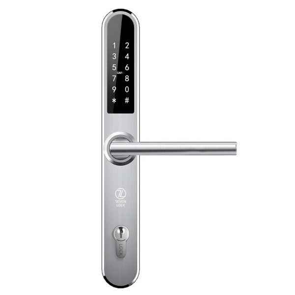 Розумний біометричний замок SEVEN LOCK SL-7761BF silver з Bluetooth для вхідних та міжкімнатних дверей без врізної частини з функціями контролю доступу Розумний біометричний замок SEVEN LOCK SL-7761BF silver з Bluetooth для вхідних та міжкімнатних дверей без врізної частини з функціями контролю доступу