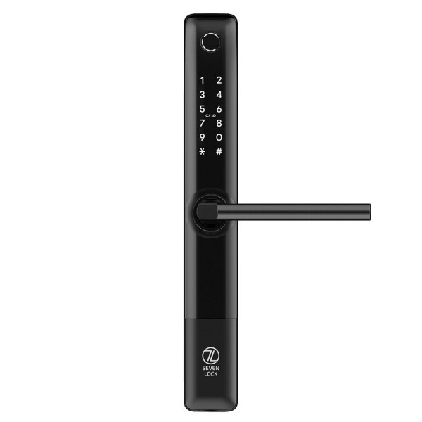 Розумний дверний біометричний замок SEVEN LOCK SL-7762BF black з Bluetooth для металопластикових, дерев'яних і металевих дверей, з можливістю управління через смартфон