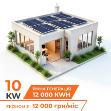 Комплект СЕС гібридна на інверторі Deye 10кВт (від 5 годин автономності)
