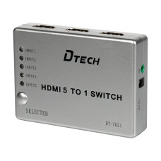 Комутатор HDMI 5x1 4K@30Hz Dtech DT-7021 для підключення мультимедійних пристроїв з підтримкою DTS и Dolby