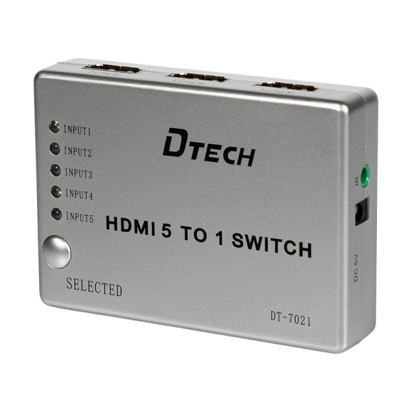 Комутатор HDMI 5x1 4K@30Hz Dtech DT-7021 для підключення мультимедійних пристроїв з підтримкою DTS и Dolby Комутатор HDMI 5x1 4K@30Hz Dtech DT-7021 для підключення мультимедійних пристроїв з підтримкою DTS и Dolby