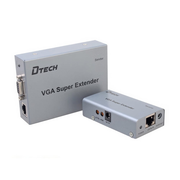 Подовжувач відеосигналу VGA 100m Dtech DT-7020 для передачі сигналу 1080p/60Hz через виту пару CAT5e/CAT6 зі світлодіодною індикацією Подовжувач відеосигналу VGA 100m Dtech DT-7020 для передачі сигналу 1080p/60Hz через виту пару CAT5e/CAT6 зі світлодіодною індикацією