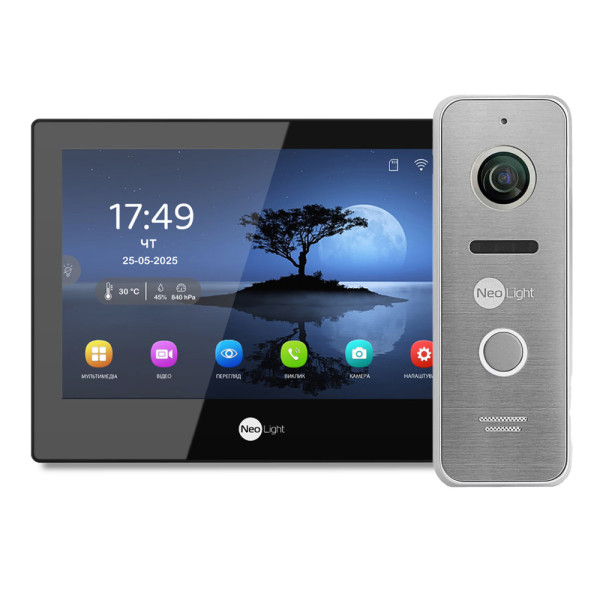 Відеодомофон Neolight ALPHA Hybrid HD KIT B/SilverP 8" з Wi-Fi та 2 Мп панеллю виклику для безпечного доступу в приміщення Відеодомофон Neolight ALPHA Hybrid HD KIT B/SilverP 8" з Wi-Fi та 2 Мп панеллю виклику для безпечного доступу в приміщення