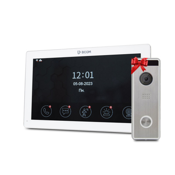 Відеодомофон 10" BCOM BD-1070FHD White з відеопанеллю Tantos Triniti FHD для домофону та відеоспостереження, Full HD, сенсорний екран, запис фото/відео Відеодомофон 10" BCOM BD-1070FHD White з відеопанеллю Tantos Triniti FHD для домофону та відеоспостереження, Full HD, сенсорний екран, запис фото/відео