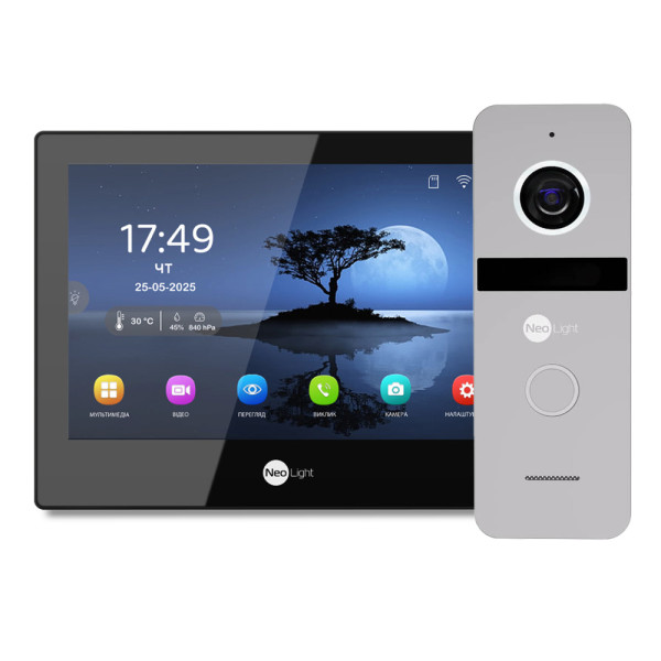 Відеодомофон Neolight ALPHA Hybrid HD KIT B/Silver 8" з Wi-Fi та 2 Мп відеопанеллю для контролю доступу в будинку або офісі Відеодомофон Neolight ALPHA Hybrid HD KIT B/Silver 8" з Wi-Fi та 2 Мп відеопанеллю для контролю доступу в будинку або офісі