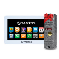 Відеодомофон Tantos Neo GSM 7" White для домофону + відеопанель BCOM BT-305HR Silver, кольоровий TFT екран, 2 панелі виклику, SIM-карта, антивандальний корпус, ІЧ-підсвічування