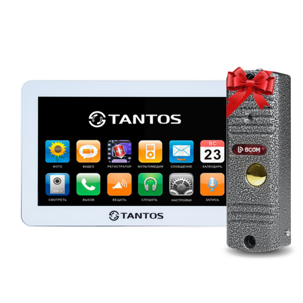 Видеодомофон Tantos Neo GSM 7" White и видеопанель BCOM BT-305HR Silver для видеонаблюдения с функцией записи и русскоязычным меню Видеодомофон Tantos Neo GSM 7" White и видеопанель BCOM BT-305HR Silver для видеонаблюдения с функцией записи и русскоязычным меню