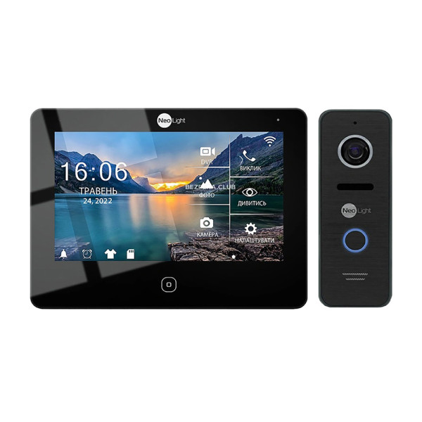 Відеодомофон 7" HD NeoKIT WF B/Black з панеллю виклику Full HD 2Мп і детектором руху для контролю доступу в приміщення Відеодомофон 7" HD NeoKIT WF B/Black з панеллю виклику Full HD 2Мп і детектором руху для контролю доступу в приміщення