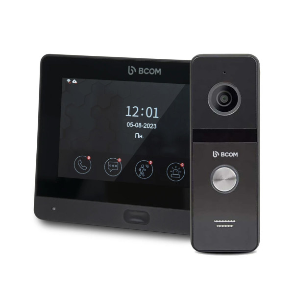 Комплект Wi-Fi відеодомофонa 7" BCOM BD-760FHD/T Black з підтримкою Tuya Smart + BT-400FHD Black Комплект Wi-Fi відеодомофонa 7" BCOM BD-760FHD/T Black з підтримкою Tuya Smart + BT-400FHD Black