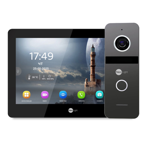 Відеодомофон Neolight MEZZO Hybrid HD KIT B/Graphite 10.1" з Wi-Fi та 2 Мп відеопанеллю для забезпечення контролю доступу Відеодомофон Neolight MEZZO Hybrid HD KIT B/Graphite 10.1" з Wi-Fi та 2 Мп відеопанеллю для забезпечення контролю доступу