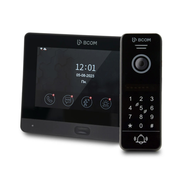 Комплект Wi-Fi відеодомофонa 7" BCOM BD-760FHD/T Black з підтримкою Tuya Smart + BT-400HD-AC Black Комплект Wi-Fi відеодомофонa 7" BCOM BD-760FHD/T Black з підтримкою Tuya Smart + BT-400HD-AC Black