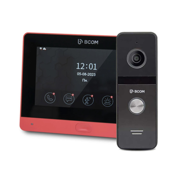 Комплект Wi-Fi відеодомофонa 7" BCOM BD-760FHD/T Red з підтримкою Tuya Smart + BT-400FHD Black Комплект Wi-Fi відеодомофонa 7" BCOM BD-760FHD/T Red з підтримкою Tuya Smart + BT-400FHD Black