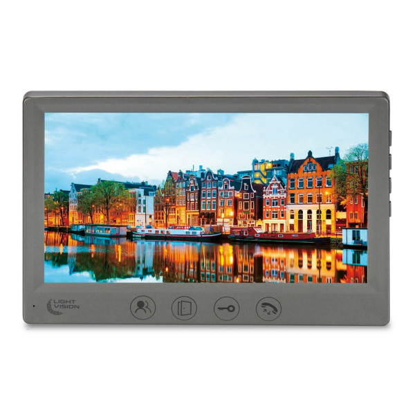 Відеодомофон 7" Light Vision AMSTERDAM FHD Grey для домашнього відеоспостереження з IPS-дисплеєм, записом 1080P та підтримкою до 6 моніторів