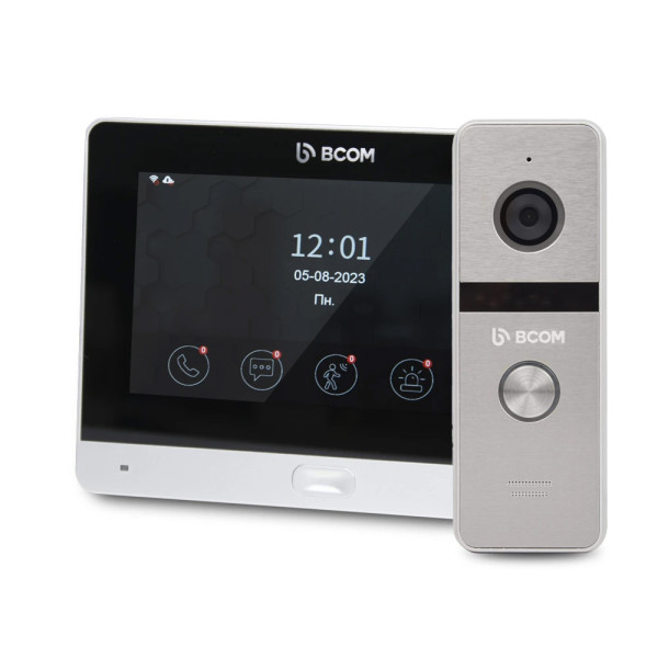 Комплект Wi-Fi відеодомофонa 7" BCOM BD-760FHD/T Silver з підтримкою Tuya Smart + BT-400FHD Silver Комплект Wi-Fi відеодомофонa 7" BCOM BD-760FHD/T Silver з підтримкою Tuya Smart + BT-400FHD Silver