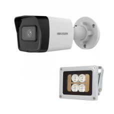 IP-видеокамера 2 Мп DS-2CD1023G2-IUF (2.8 мм) с микрофоном и ИК-прожектор Lightwell LW4-40IR60-12 для уличного видеонаблюдения на 40 м