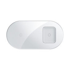 Бездротове зарядне пристрій Simple 18W 2 в 1 для одночасної зарядки смартфонів і навушників Apple AirPods, біле, WXJK-02