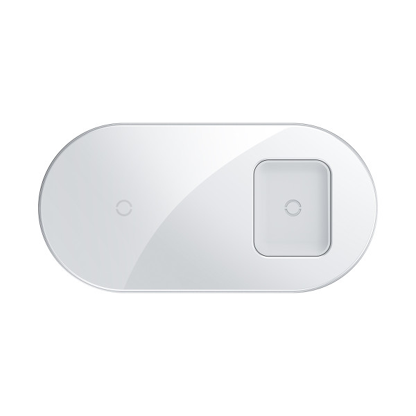 Бездротове зарядне пристрій Simple 18W 2 в 1 для одночасної зарядки смартфонів і навушників Apple AirPods, біле, WXJK-02 Бездротове зарядне пристрій Simple 18W 2 в 1 для одночасної зарядки смартфонів і навушників Apple AirPods, біле, WXJK-02