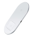 Бездротове зарядне пристрій Simple 18W 2 в 1 для одночасної зарядки смартфонів і навушників Apple AirPods, біле, WXJK-02 Бездротове зарядне пристрій Simple 18W 2 в 1 для одночасної зарядки смартфонів і навушників Apple AirPods, біле, WXJK-02