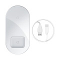Бездротове зарядне пристрій Simple 18W 2 в 1 для одночасної зарядки смартфонів і навушників Apple AirPods, біле, WXJK-02 Бездротове зарядне пристрій Simple 18W 2 в 1 для одночасної зарядки смартфонів і навушників Apple AirPods, біле, WXJK-02