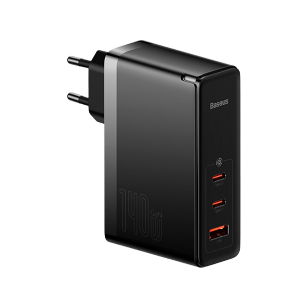 Мережевий зарядний пристрій GaN5 Pro 140W 3 порта USB Type-C для швидкої зарядки гаджетів чорний CCGP100201