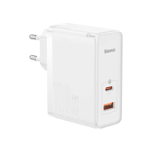 Сетевое зарядное устройство 100W GaN5 Pro с 2 портами USB и Type-C для быстрой зарядки любых устройств, белое, модель CCGP090202 Сетевое зарядное устройство 100W GaN5 Pro с 2 портами USB и Type-C для быстрой зарядки любых устройств, белое, модель CCGP090202